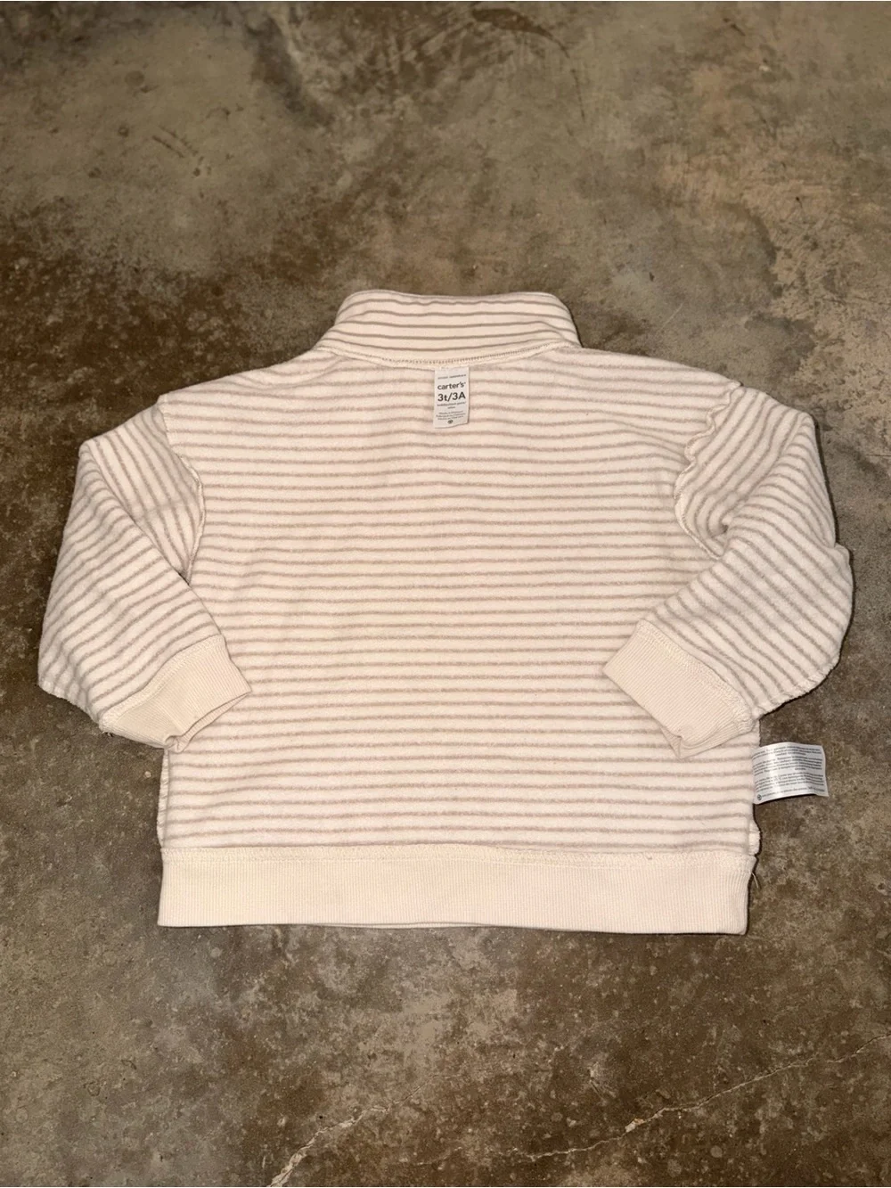 Carter’s 3T Neutral Striped Quarter Zip Pullover Fall Family Photos Holiday Fit